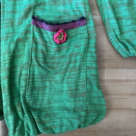 Nuvula Size XS Tie Waist Cardigan Green Floral Crochet Art To Wear Twee Boho - Picture 5 of 9